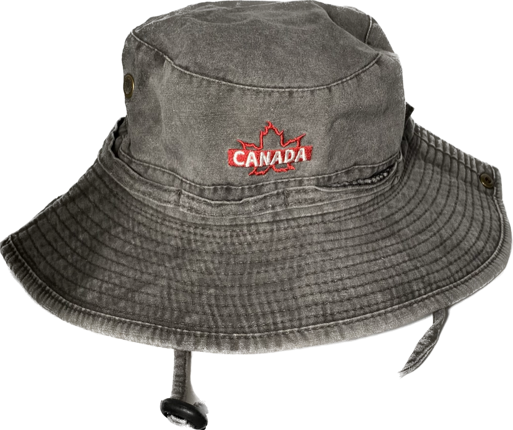 Canada Maple Leaf Adult Grey Bucket Hat with Draw String