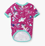 Retro Ski Dogs Pink Dog Pajama